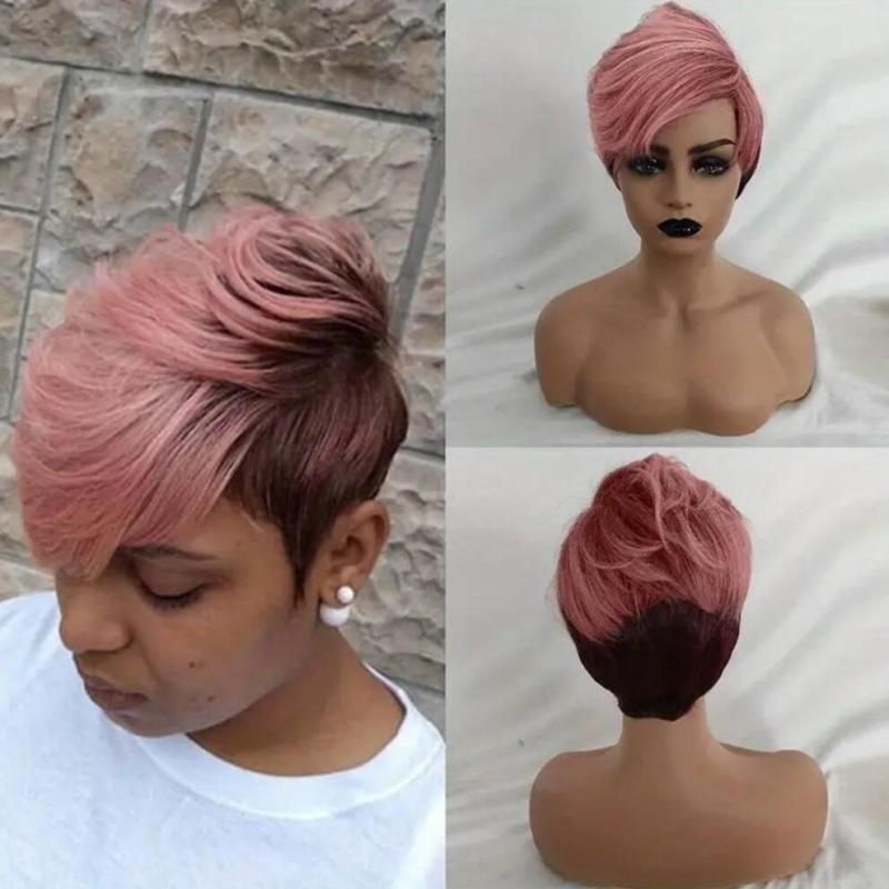 Short Straight Pixie Cut Wig With Bangs Synthetic Wig Heat Resistant