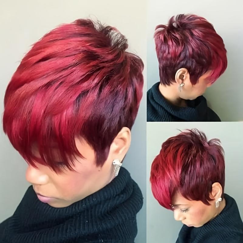 Short Straight Pixie Cut Wig With Bangs Synthetic Wig Heat Resistant