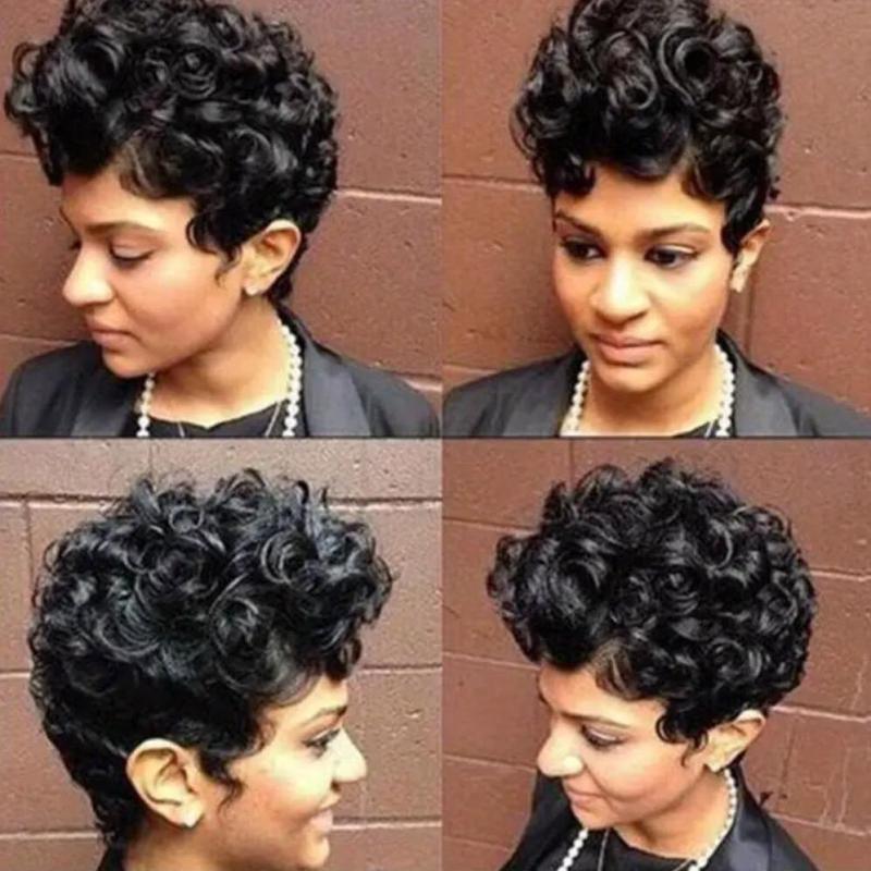 Short Straight Pixie Cut Wig With Bangs Synthetic Wig Heat Resistant