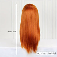 Long Orange Middle Part Wig for Women - 60-96 cm