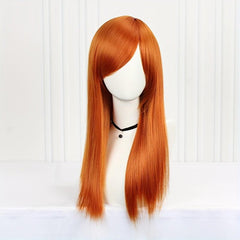 Long Orange Middle Part Wig for Women - 60-96 cm