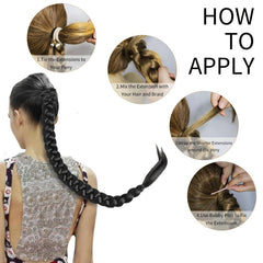 Braided Ponytail Extension Wrap Around Hair Tie Synthetic High Temp Soft