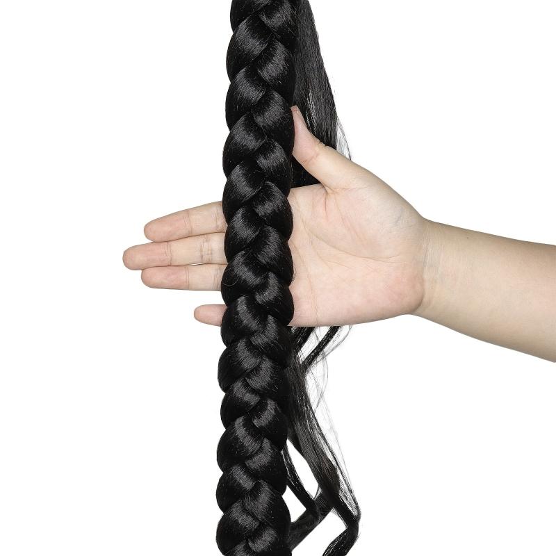 Braided Ponytail Extension Wrap Around Hair Tie Synthetic High Temp Soft