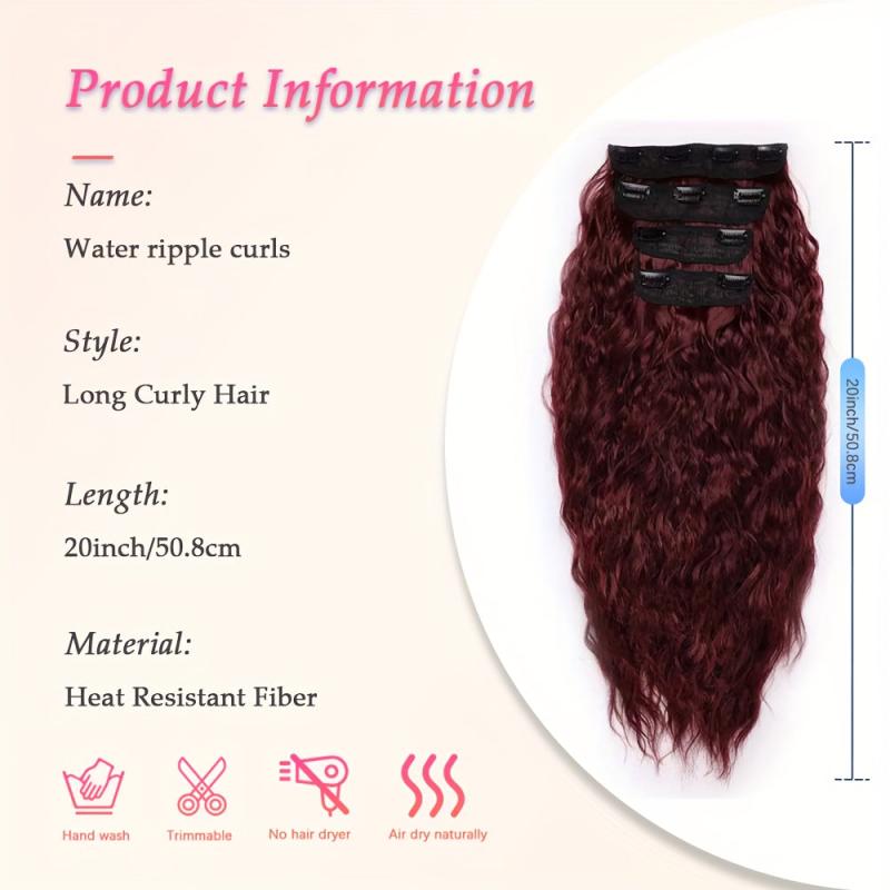 Long Wave Synthetic Hair Extensions 50 8 Cm 4Pcs Thick Hairpieces