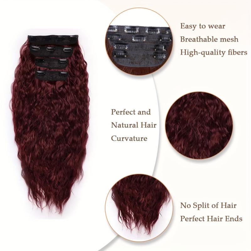 Long Wave Synthetic Hair Extensions 50 8 Cm 4Pcs Thick Hairpieces
