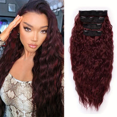 Long Wave Synthetic Hair Extensions 50 8 Cm 4Pcs Thick Hairpieces