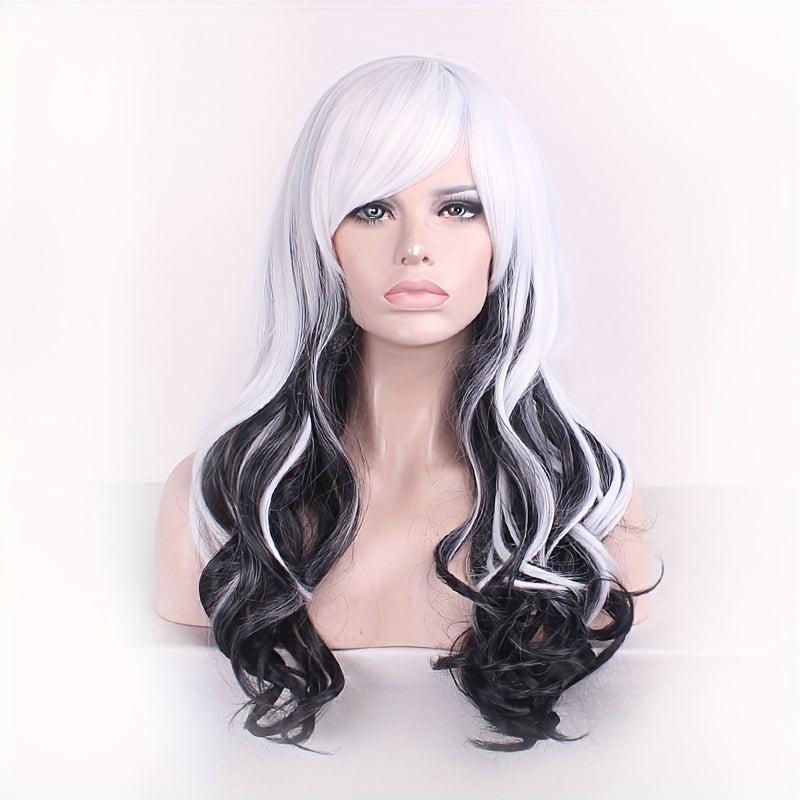 Ombre Long Curly Synthetic Wig With Bangs Anime Cosplay Wig For Halloween