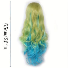 Ombre Long Curly Synthetic Wig With Bangs Anime Cosplay Wig For Halloween
