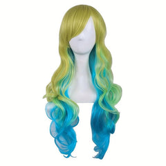 Ombre Long Curly Synthetic Wig With Bangs Anime Cosplay Wig For Halloween
