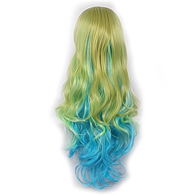 Ombre Long Curly Synthetic Wig With Bangs Anime Cosplay Wig For Halloween