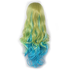 Ombre Long Curly Synthetic Wig With Bangs Anime Cosplay Wig For Halloween