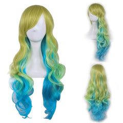 Ombre Long Curly Synthetic Wig With Bangs Anime Cosplay Wig For Halloween