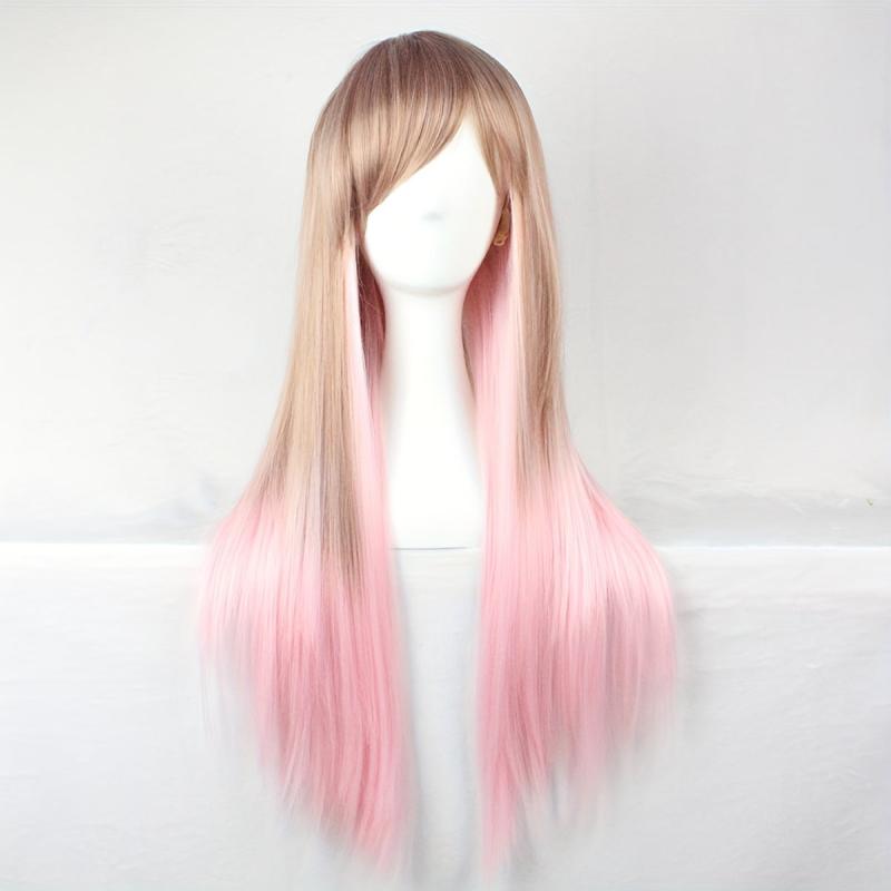 Ombre Long Curly Synthetic Wig With Bangs Anime Cosplay Wig For Halloween