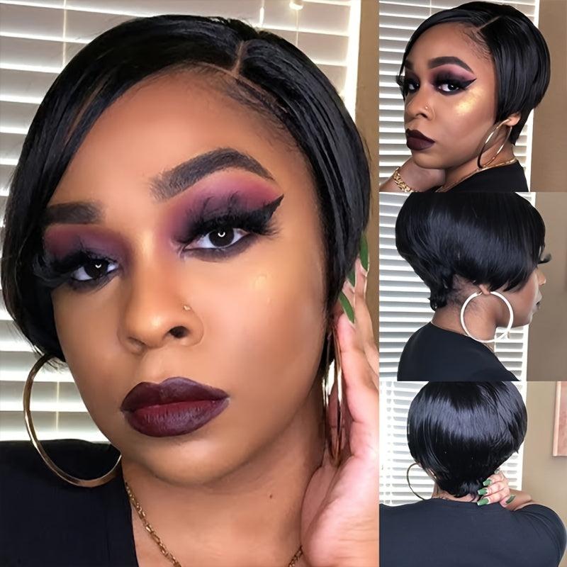 Short Straight Pixie Cut Wig 20-32cm No Glue Synthetic Fiber Hair Wig for Women