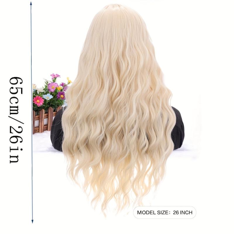 Long Curly Wavy Synthetic Wig With Bangs Anime Cosplay Wig For Halloween