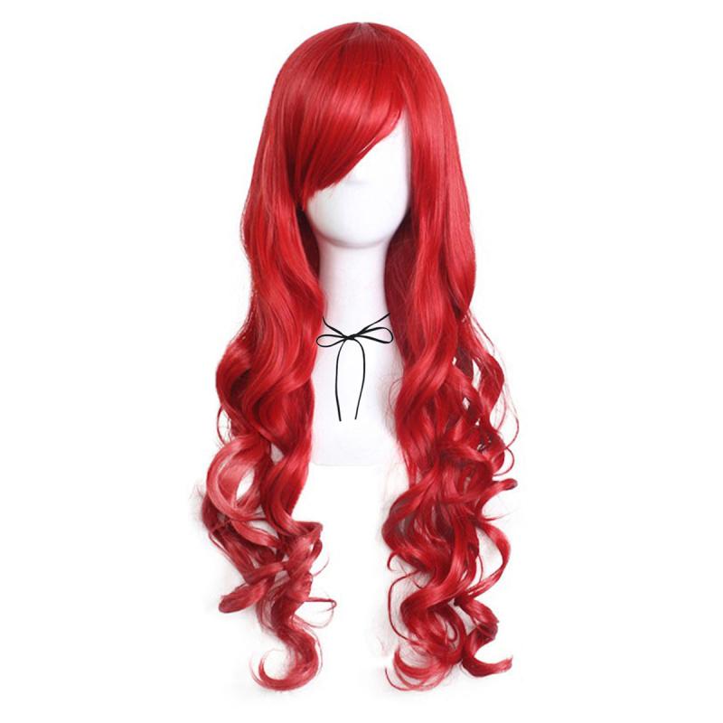 Long Curly Wavy Synthetic Wig With Bangs Anime Cosplay Wig For Halloween