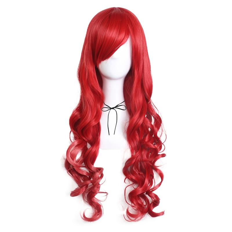 Long Curly Wavy Synthetic Wig With Bangs Anime Cosplay Wig For Halloween