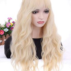 Long Curly Wavy Synthetic Wig With Bangs Anime Cosplay Wig For Halloween
