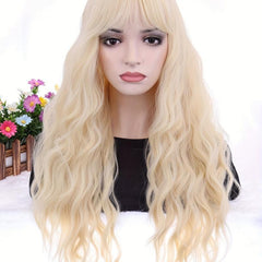 Long Curly Wavy Synthetic Wig With Bangs Anime Cosplay Wig For Halloween