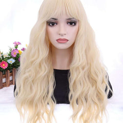 Long Curly Wavy Synthetic Wig With Bangs Anime Cosplay Wig For Halloween