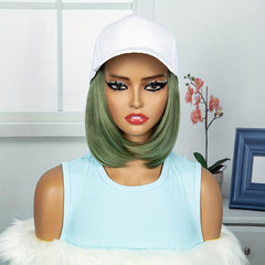 Green Blonde Hair Bob Wigs Baseball Cap Wig
