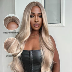 Long Wavy Ombre Brown Blonde Wig for Women
