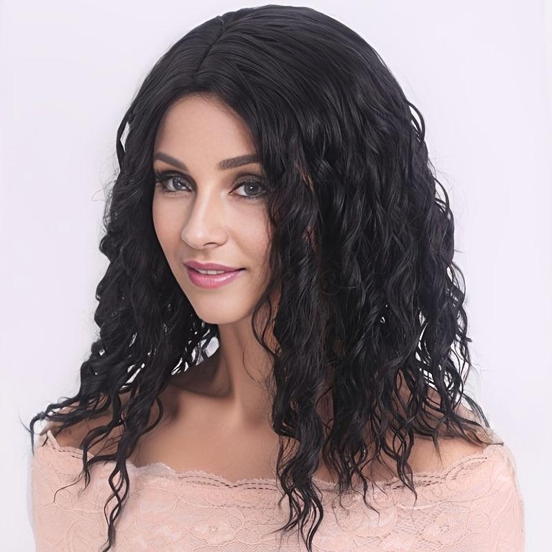 Medium Long Curly Wig Synthetic Wig Heat Resistant Natural Looking