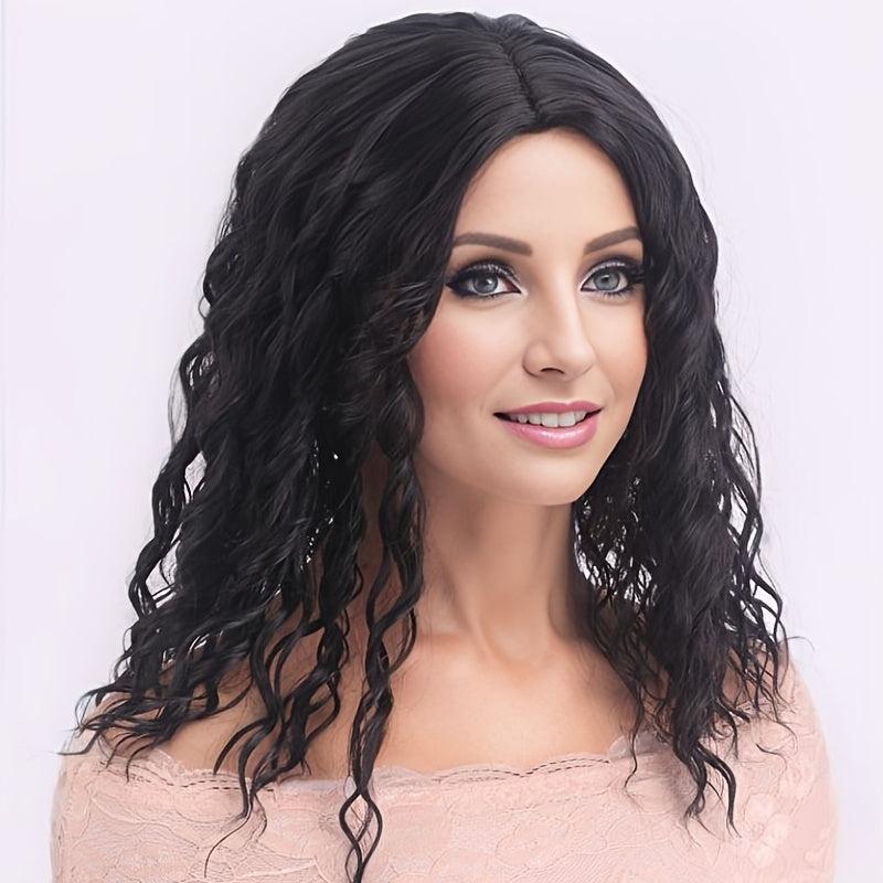 Medium Long Curly Wig Synthetic Wig Heat Resistant Natural Looking