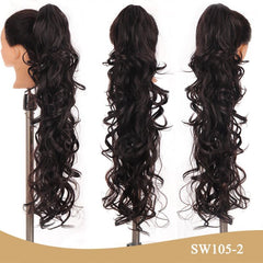 Long Curly Wavy Ponytail Extensions Claw Clip Natural Look