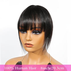 25 cm Human Hair Topper with Bangs - 100% Real Human Hair Clip In Toppers