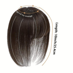 25 cm Human Hair Topper with Bangs - 100% Real Human Hair Clip In Toppers