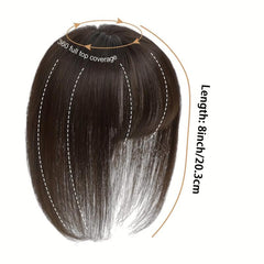 25 cm Human Hair Topper with Bangs - 100% Real Human Hair Clip In Toppers