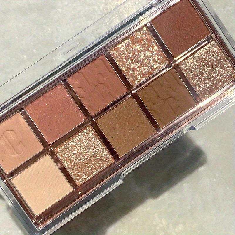 10 Colors Eyeshadow Palette Golden Brown Pumpkin Matte Pearly Shimmer