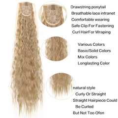 Long Corn Wave Ponytail Extensions Heat Resistant Wavy Synthetic