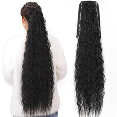 Long Corn Wave Ponytail Extensions Heat Resistant Wavy Synthetic
