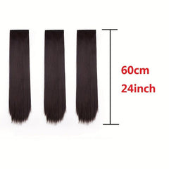 3pcs Invisible Seamless Straight Hair Extensions Clips Natural Synthetic Fiber