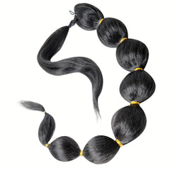 Long Braided Afro Puff Ponytail Extensions 76.2cm Bubble Ponytail for Women