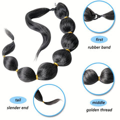 Long Braided Afro Puff Ponytail Extensions 76.2cm Bubble Ponytail for Women