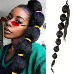 Long Braided Afro Puff Ponytail Extensions 76.2cm Bubble Ponytail for Women
