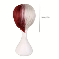 Short Straight Half Silvery Red Cosplay Wig 30 48 Cm