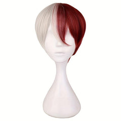 Short Straight Half Silvery Red Cosplay Wig 30 48 Cm