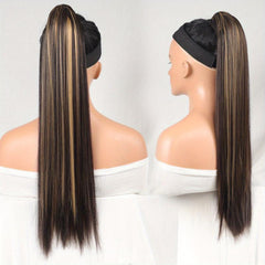 60 96 Cm Dark Brown Straight Ponytail Hair Extensions Claw Clip Synthetic Hair