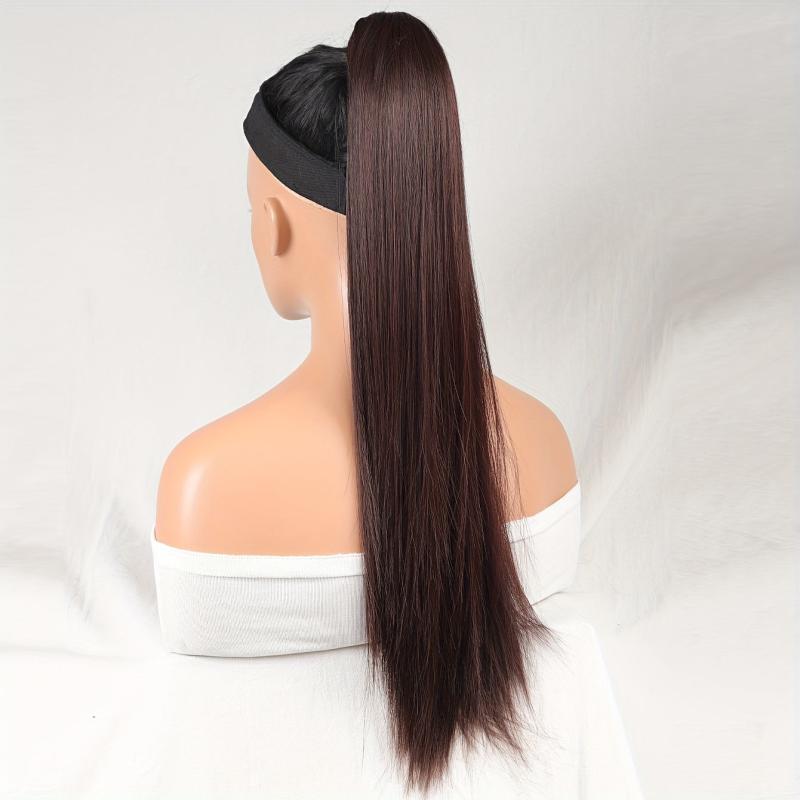 60 96 Cm Dark Brown Straight Ponytail Hair Extensions Claw Clip Synthetic Hair