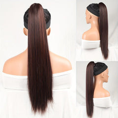 60 96 Cm Dark Brown Straight Ponytail Hair Extensions Claw Clip Synthetic Hair