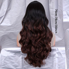 Long Wavy Ombre Brown Synthetic Hair Wig for Women Cosplay