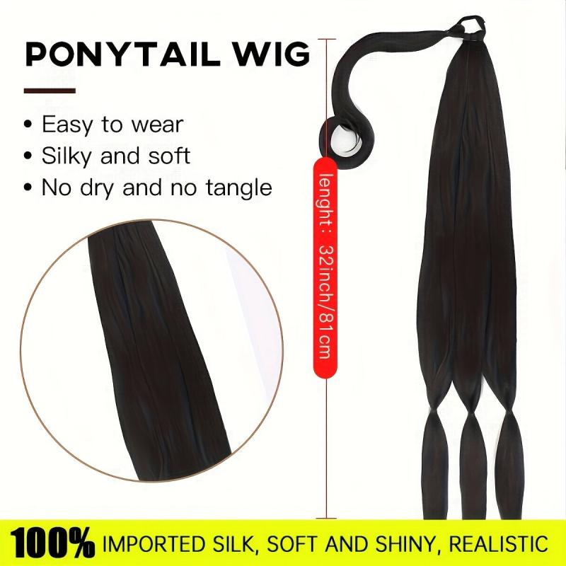 Long Braided Ponytail Elastic Hair Rope Synthetic Extensions