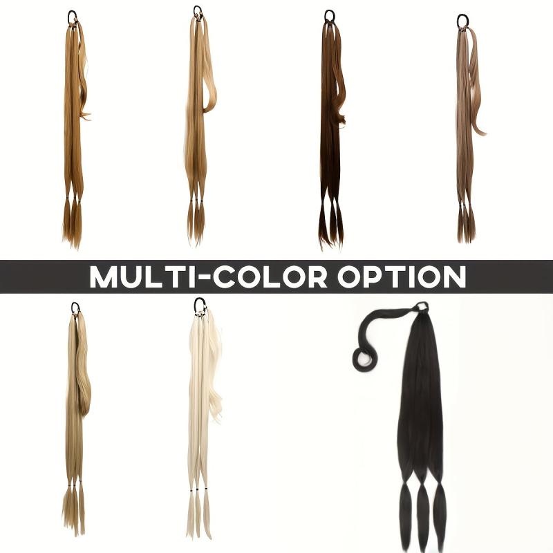 Long Braided Ponytail Elastic Hair Rope Synthetic Extensions