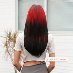 Long Straight Brown Layered Wigs Ombre Blonde Wigs With Bangs