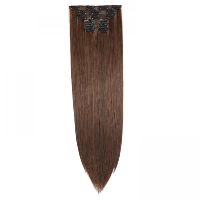 Long Straight Hair Extensions 8 cm Clip In Natural Synthetic Wig