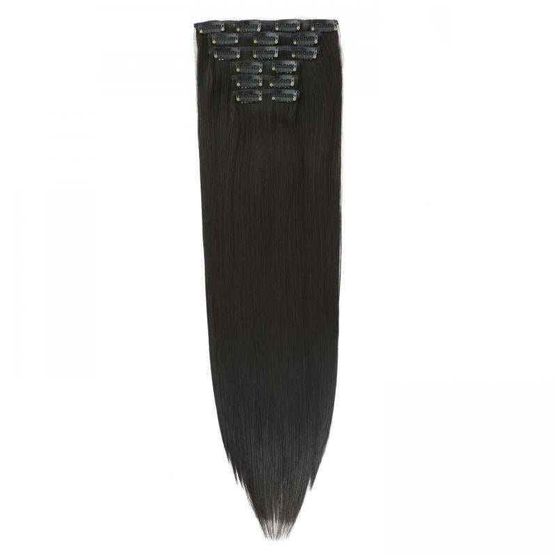 Long Straight Hair Extensions 8 cm Clip In Natural Synthetic Wig